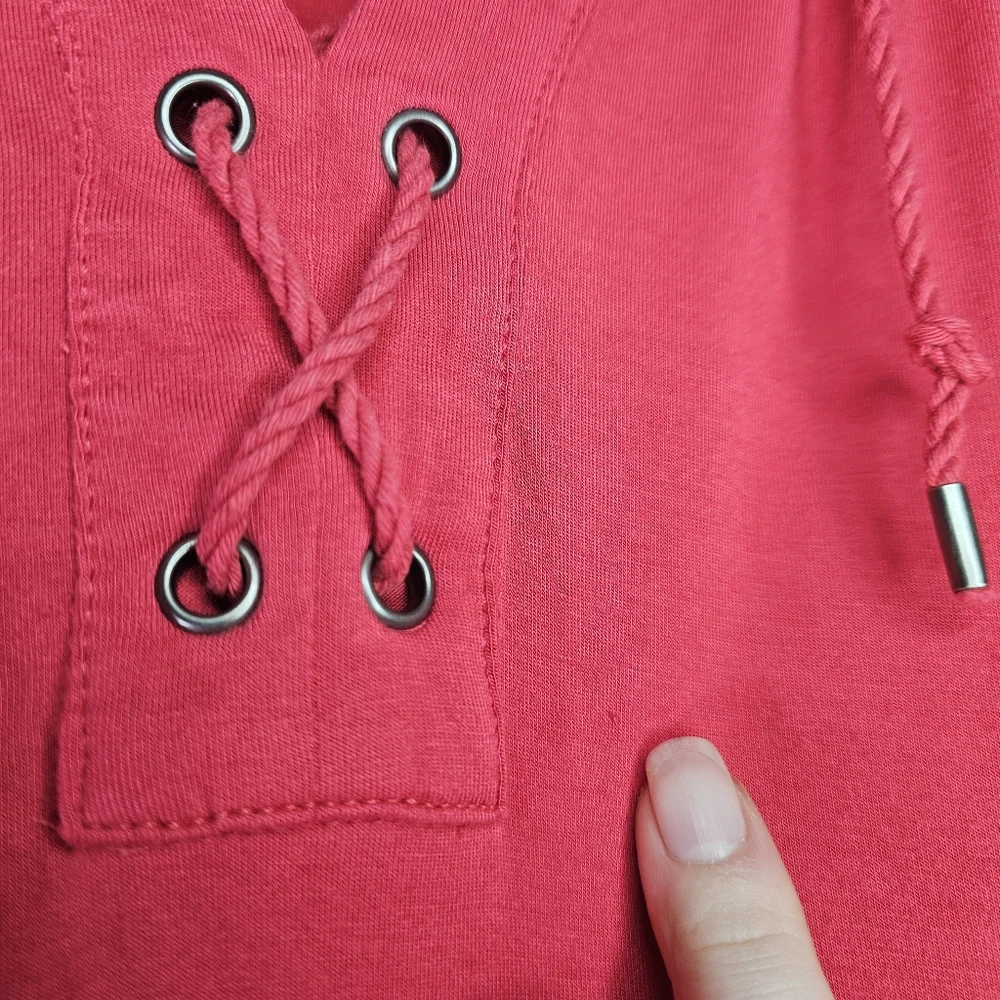 Chaps Denim Coral Criss-Cross Top Sz 1x - Picture 5 of 8